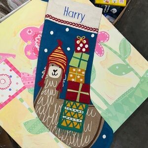 HARRY THE COMPANY STORE Festive Llama Holiday Stocking - Multicolor
